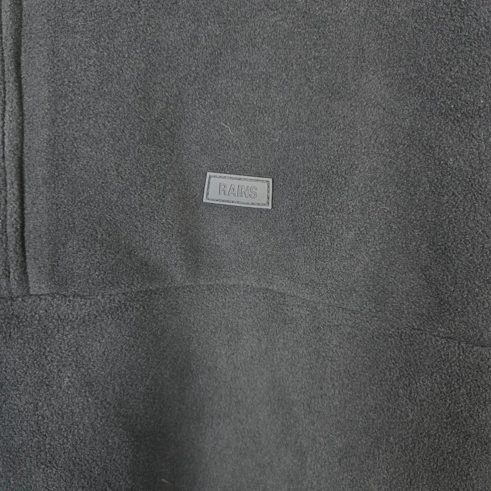 RAINS Addis Mens Fleece Quarter Zip Pullover Sweater Black Mock Neck Size M